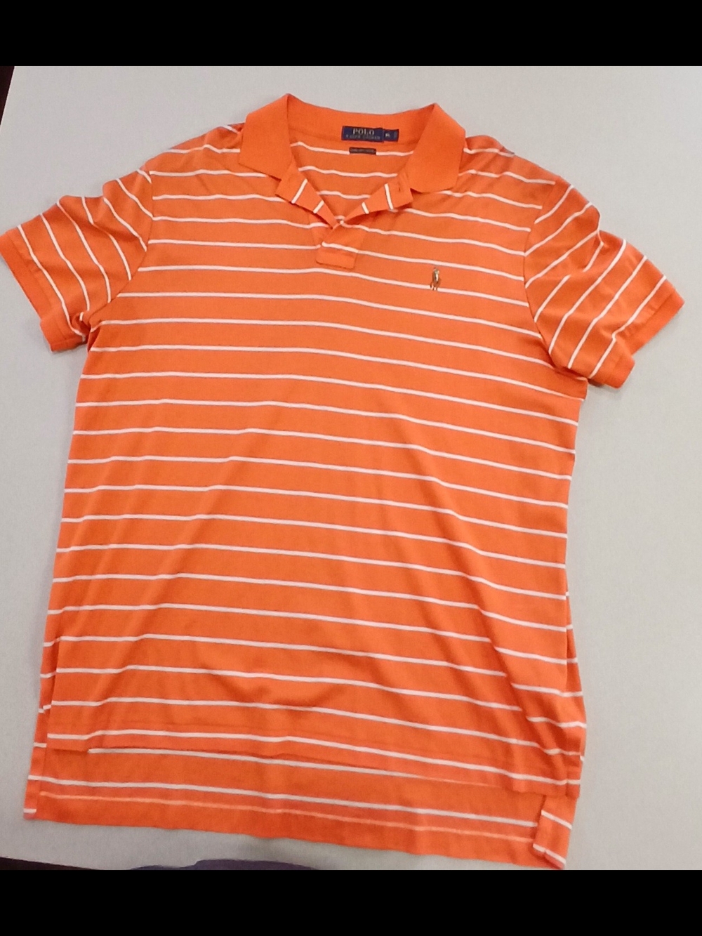 Ralph Lauren Orange and White Striped Polo Shirt